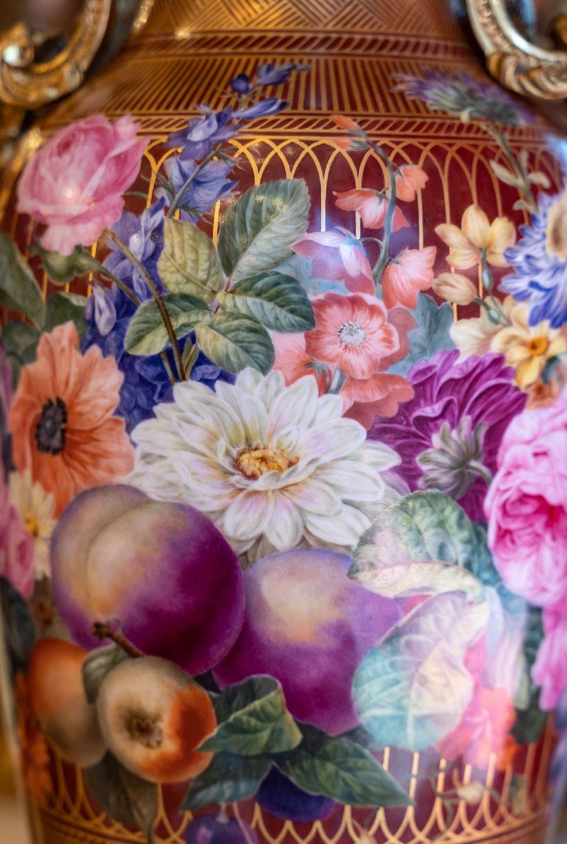 Pair Of Large Flower And Fruit Vases 1830-photo-3