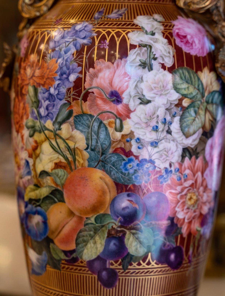 Pair Of Large Flower And Fruit Vases 1830-photo-4
