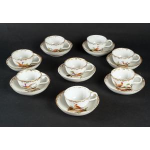 8 Tasses Aux Oiseaux  " La Haye "  1775/1785