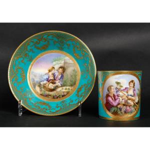 Cup "gallant Scene With Grapes" Soft Paste Sèvres