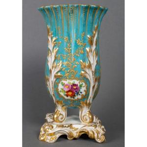 Paris Porcelain "celestial Blue Vase Attributed To Jacob Petit" 19th Century 