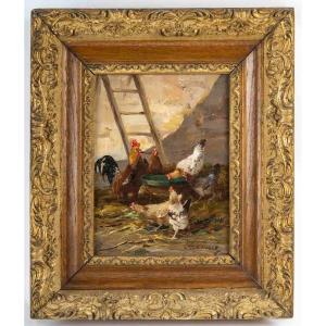 Edmond Van Coppenolle  ( 1846/1914 )    Le Poulailler "