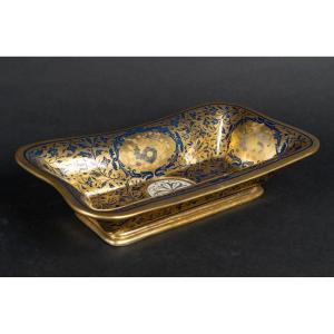 Coupe en porcelaine de St Pétersbourg  ( Nicolas 1er )Bleue et or