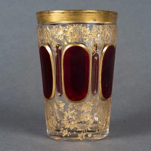 19th Century Red And Gold Bohemian Crystal Goblet