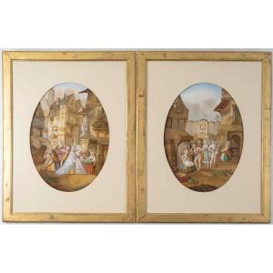 Pair Of Paintings On Porcelain