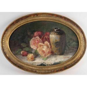 L. Grenier, "still Life With Roses," 19th Century