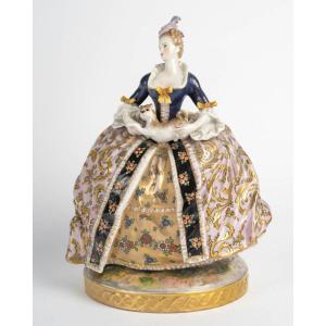 The Lady In Pink And Her Dog, Saxony, 19th Century