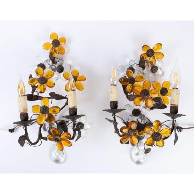 Pair Of Baguès Style Wall Lights From The 1950s