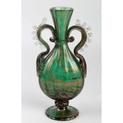 Venice Vase Emerald Green + Adventurine Salviati 1876