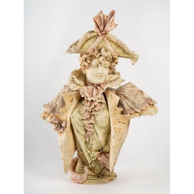 Biscuit Bust: An Elegant In A Hat (art Nouveau 1900)