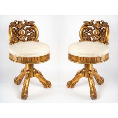 Two Golden Musician Chairs
