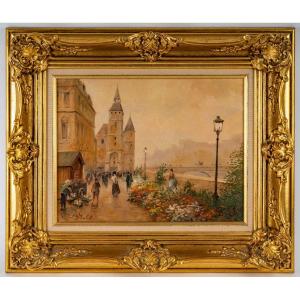 Paul Flaubert "flower Market" On The Quai De Seine (paris)