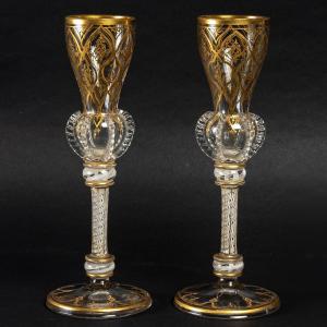 Pair Of Large Netherlands Or England Glasses "early 19th Century"