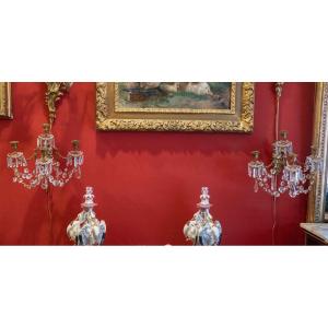Pair Of 19th Century "baccarat" Wall Lights With 4 Lights