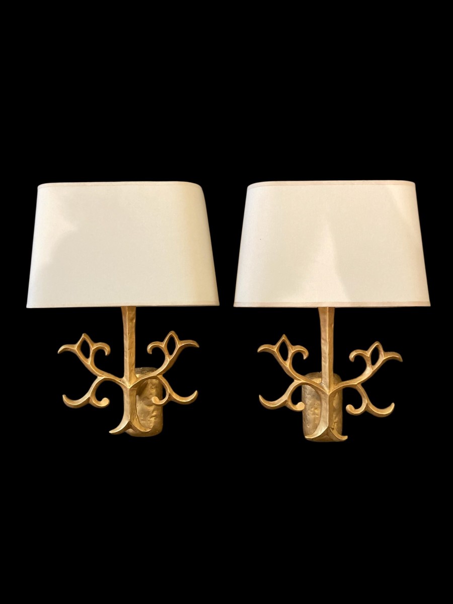 Pair Of Gilt Bronze Wall Lights