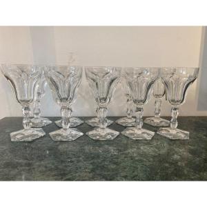 10 Val St Lambert Water Glasses. Lalaing Model