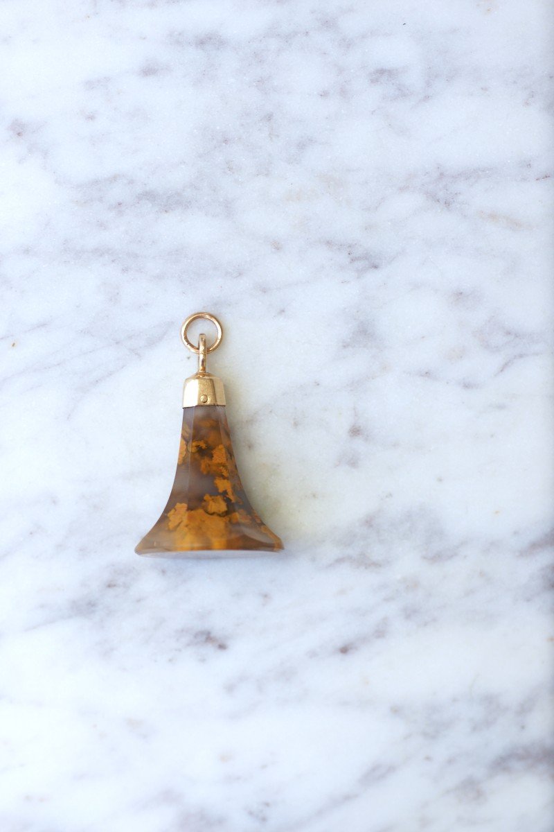 Georgian Rose Gold Seal Stamp, Fob Pendant With Brown Agate-photo-2