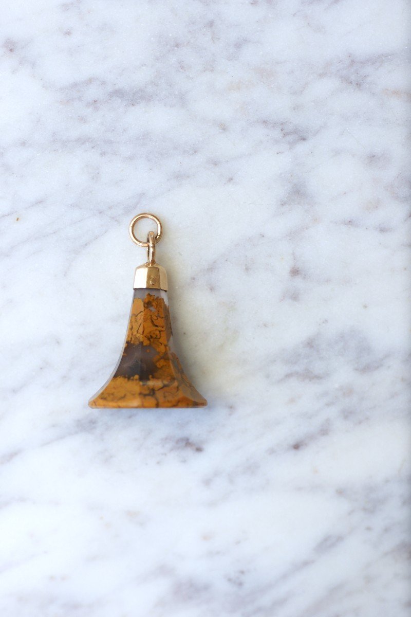 Georgian Rose Gold Seal Stamp, Fob Pendant With Brown Agate-photo-3