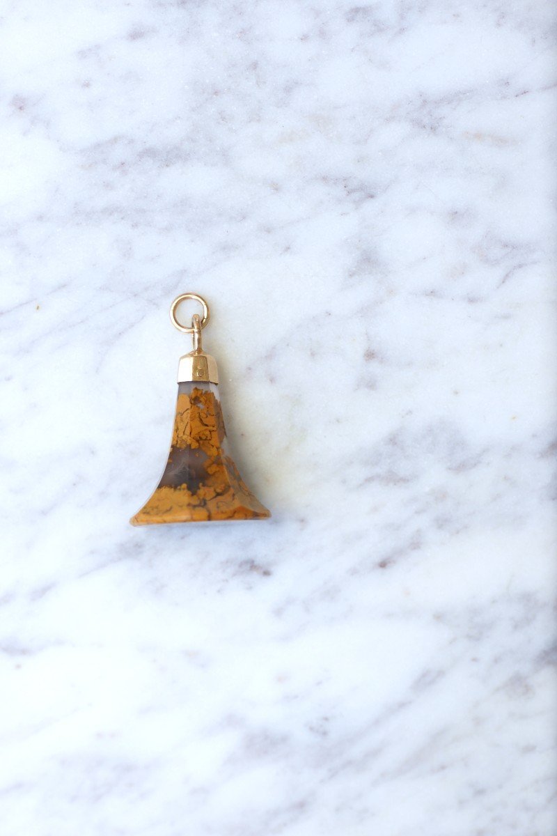 Georgian Rose Gold Seal Stamp, Fob Pendant With Brown Agate-photo-4