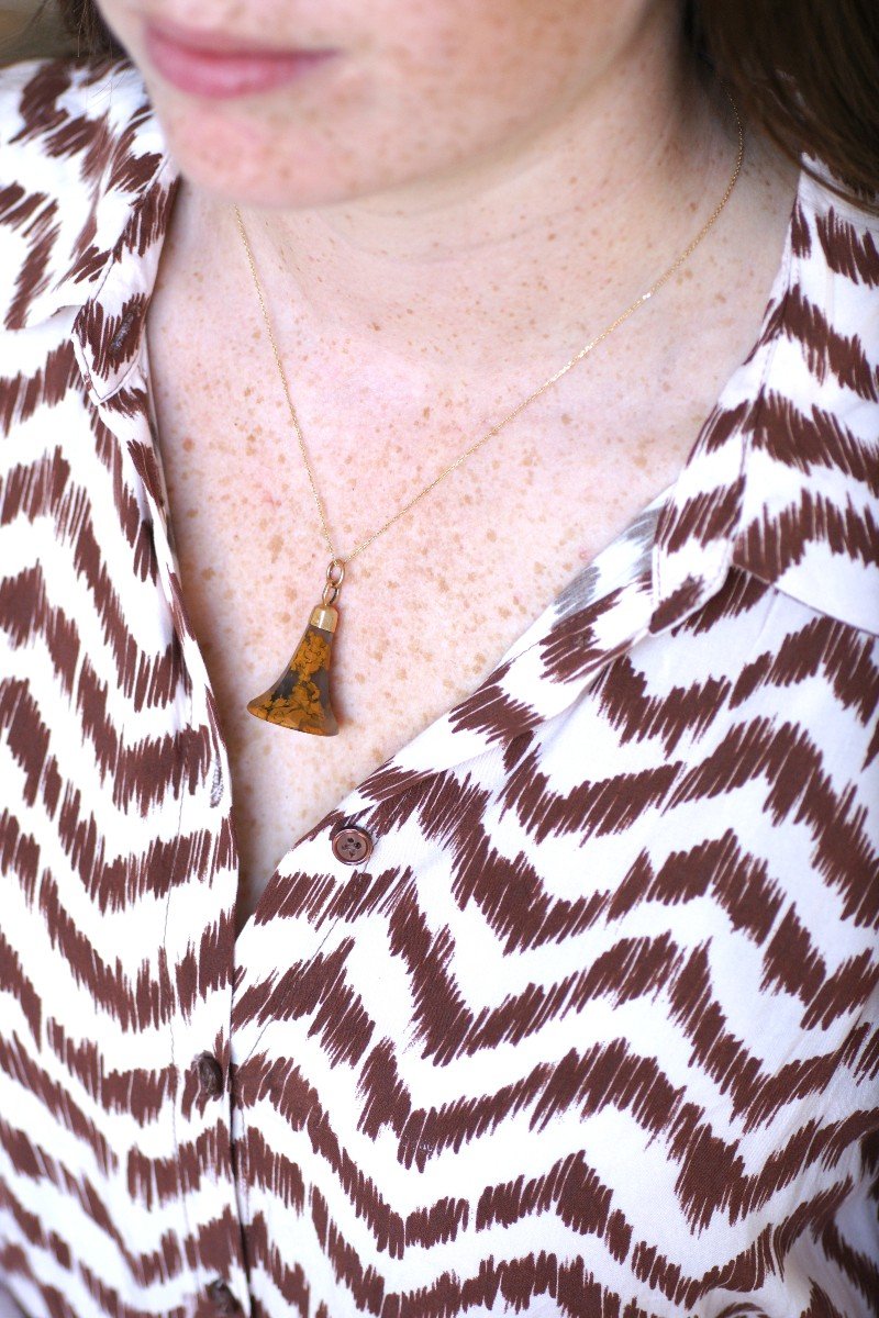 Georgian Rose Gold Seal Stamp, Fob Pendant With Brown Agate-photo-1