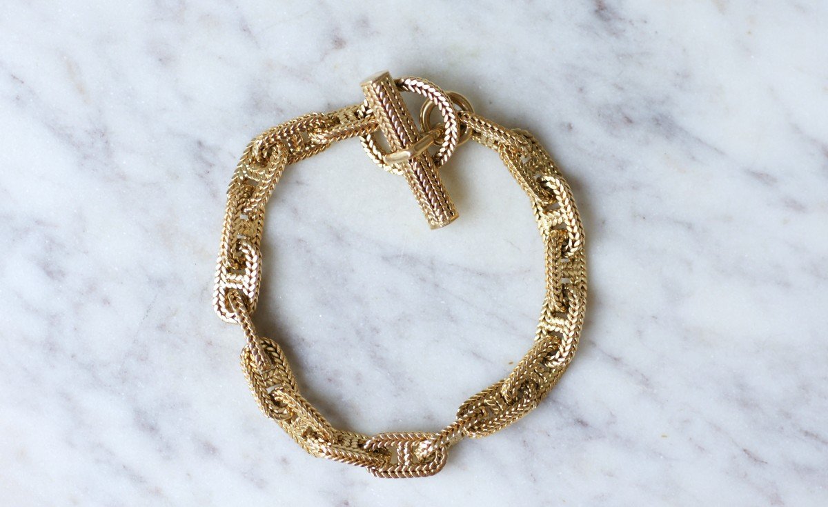 Bracelet Or Chaîne d'Ancre Hermès Par Georges Lenfant