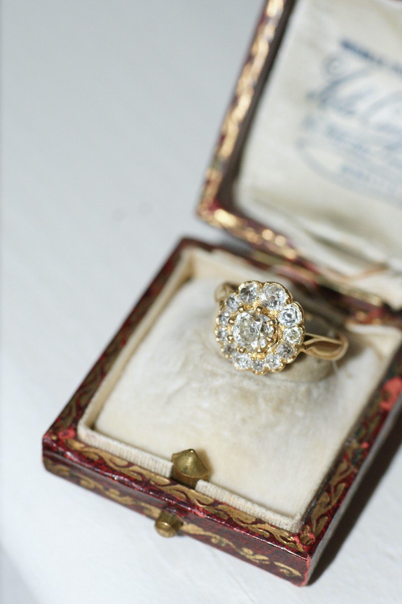 Victorian Yellow Gold Diamond Cluster Ring-photo-4
