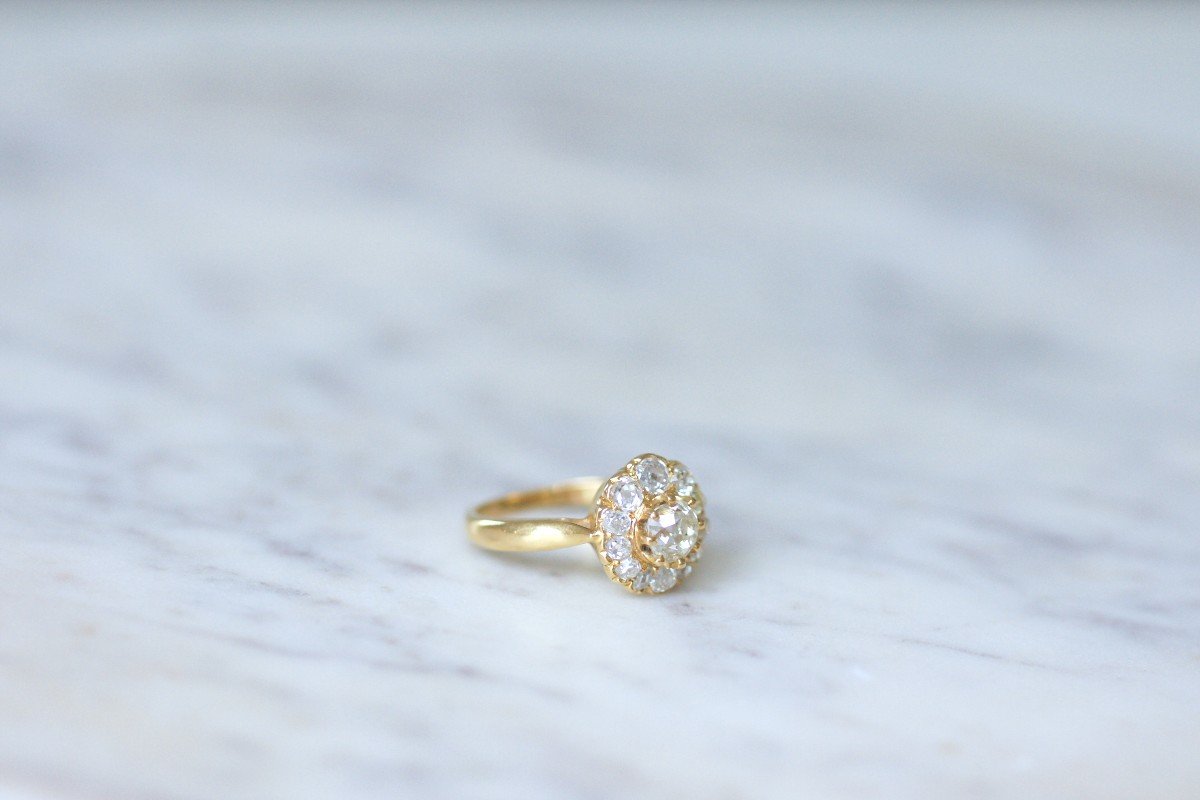 Victorian Yellow Gold Diamond Cluster Ring-photo-3