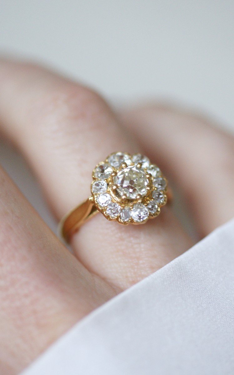 Victorian Yellow Gold Diamond Cluster Ring