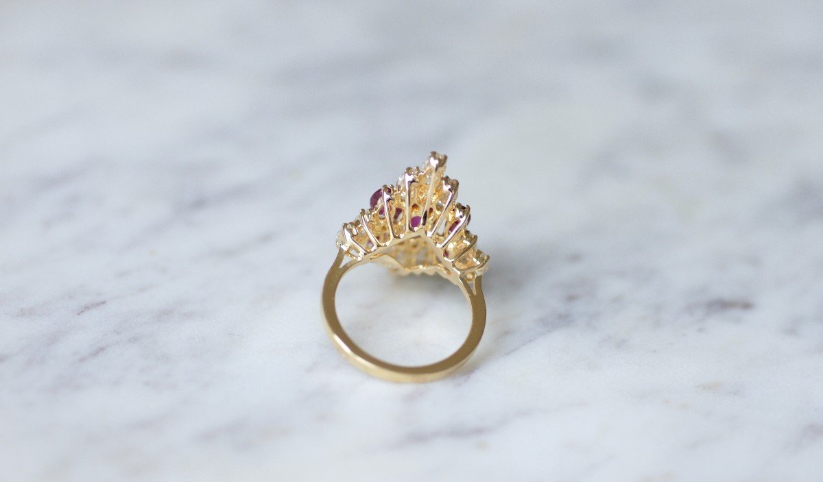 Bague Fil Marquise Rubis Et Diamants Navette-photo-6