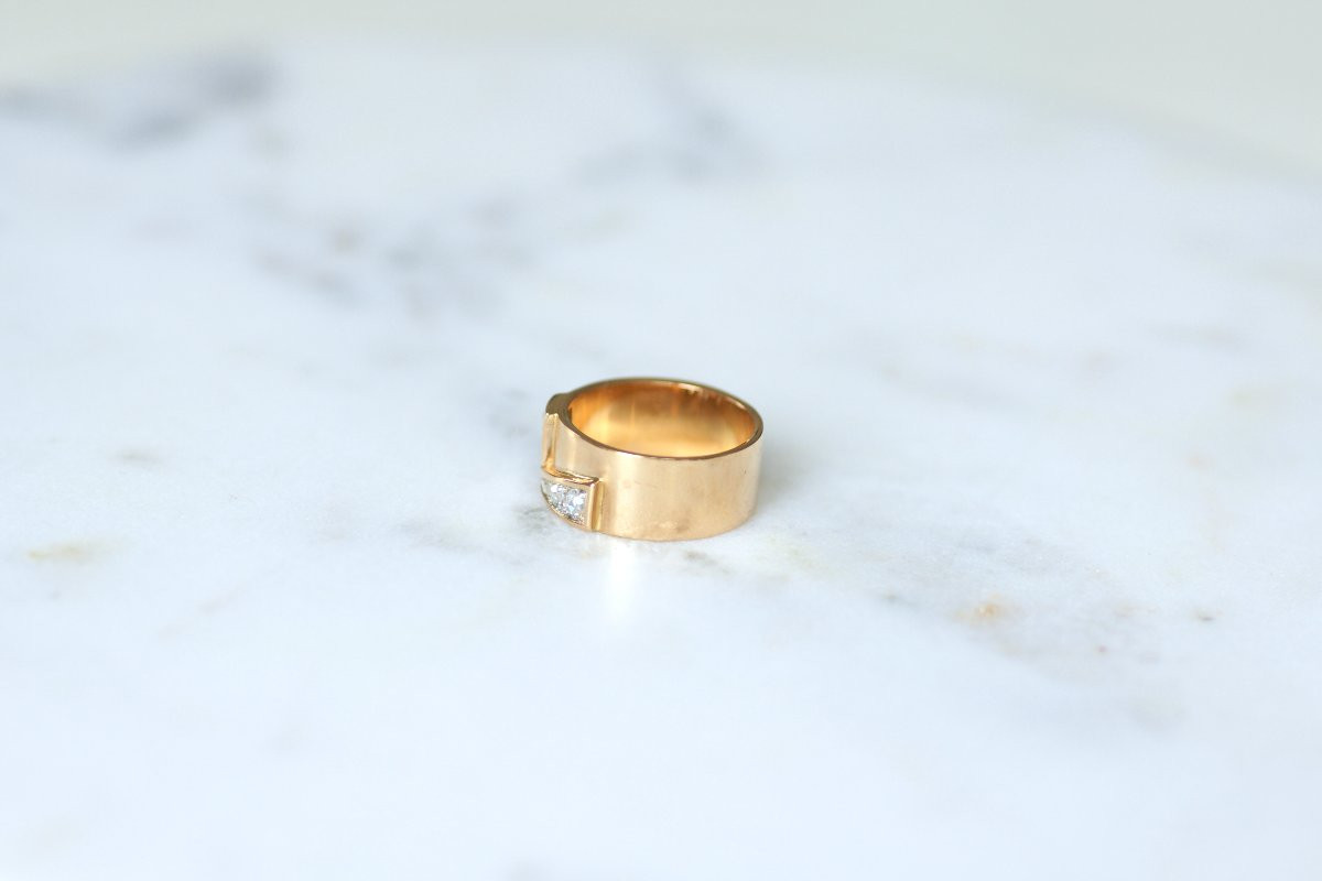 Initial Letter L Diamond Band Ring In Rose Gold And Platinum-photo-3