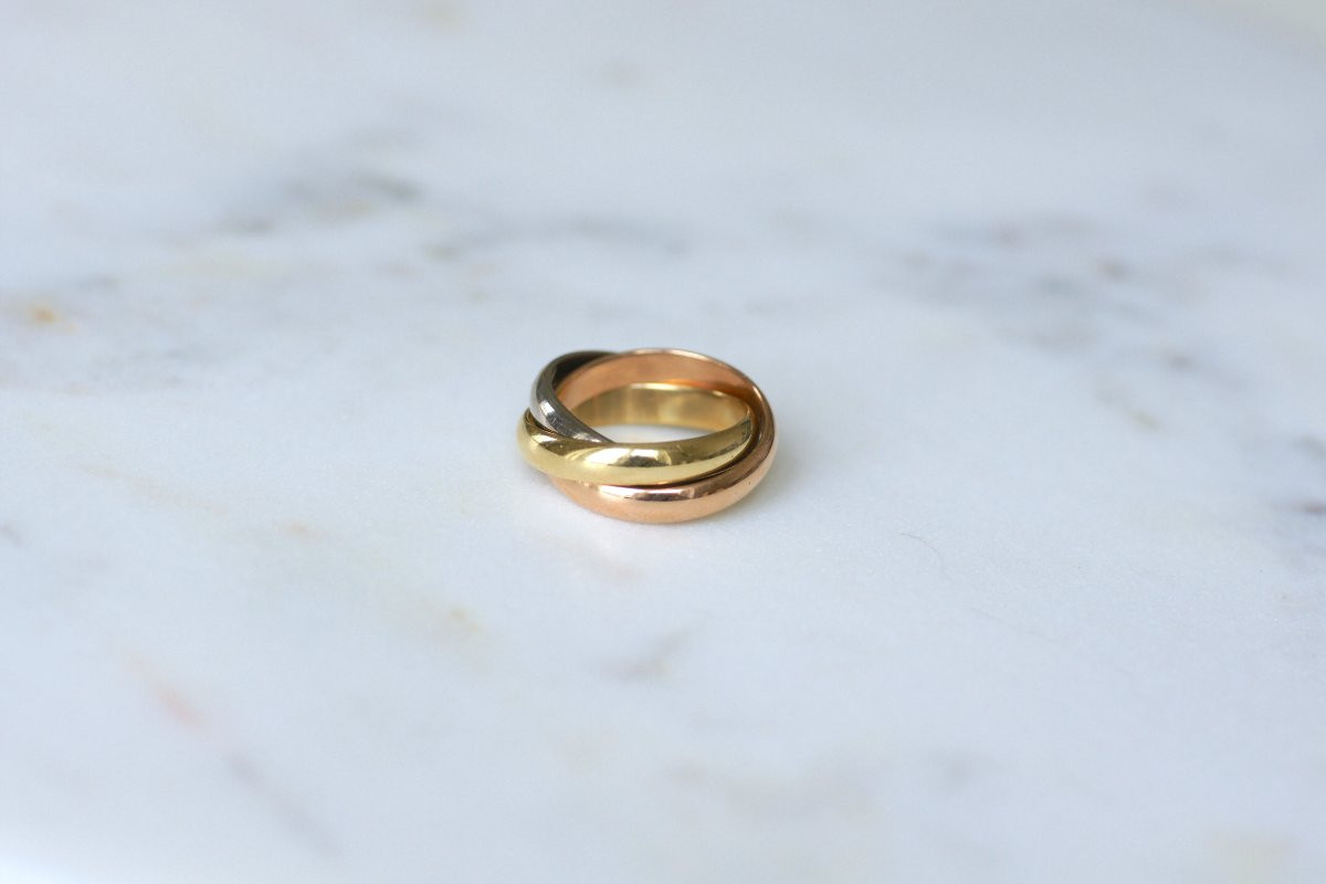 Cartier Trinity Ring 3 Golds Classic Model 5 Diamonds Size 49-photo-7