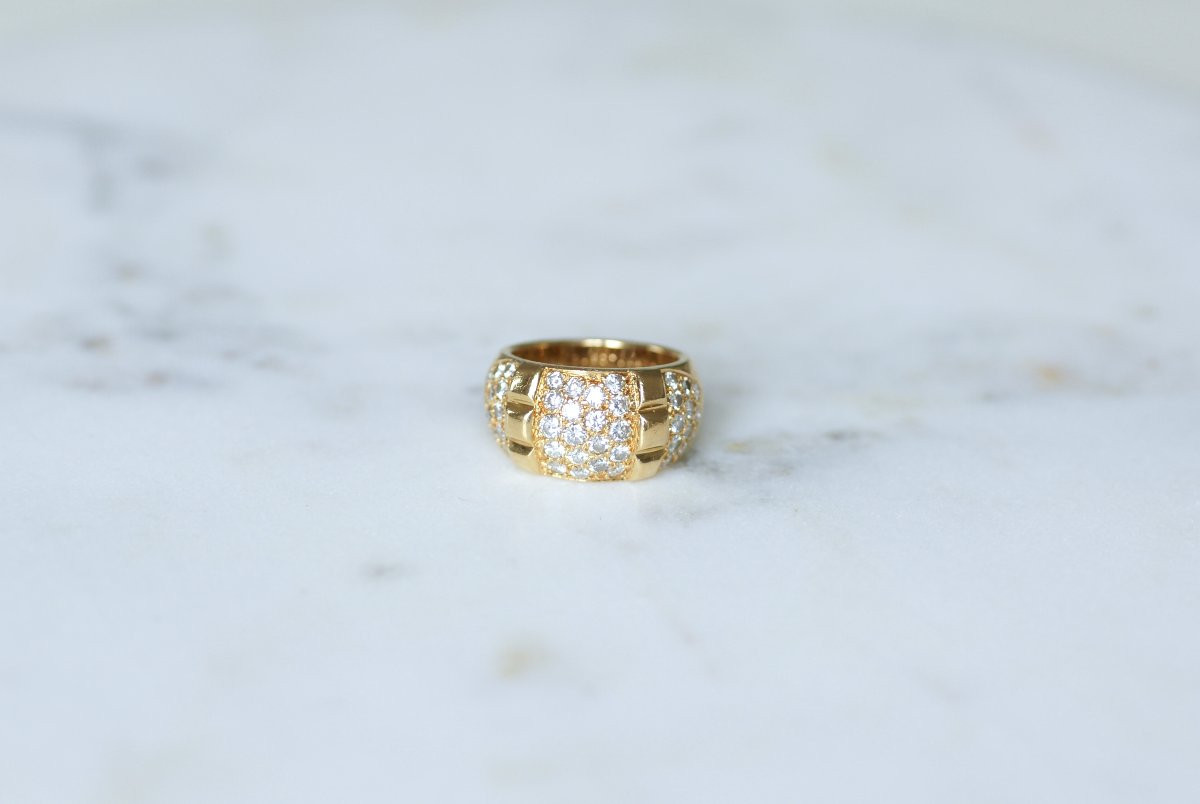 Van Cleef & Arpels Vintage Yellow Gold And Diamond Ring-photo-2