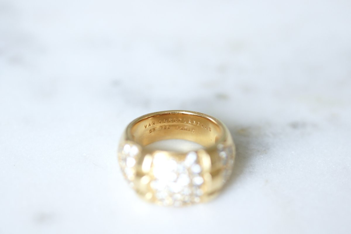 Van Cleef & Arpels Vintage Yellow Gold And Diamond Ring-photo-1