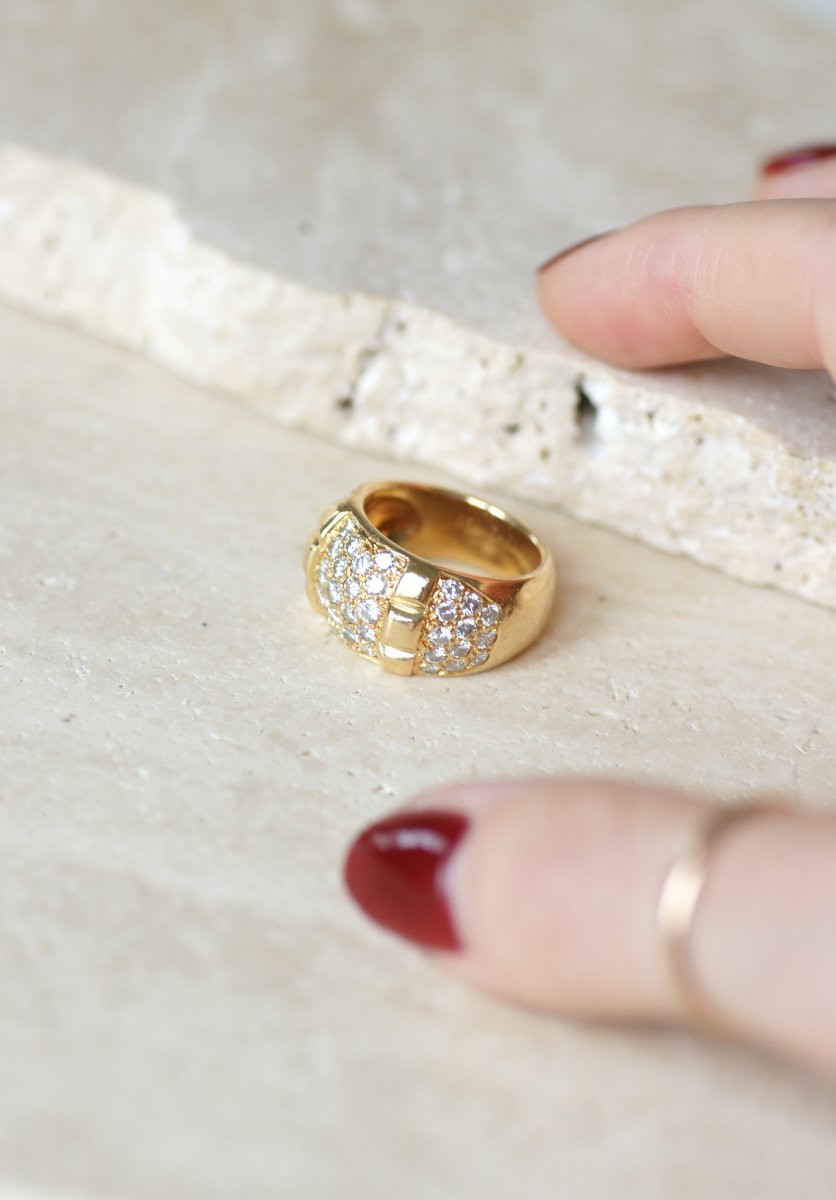 Van Cleef & Arpels Vintage Yellow Gold And Diamond Ring-photo-3