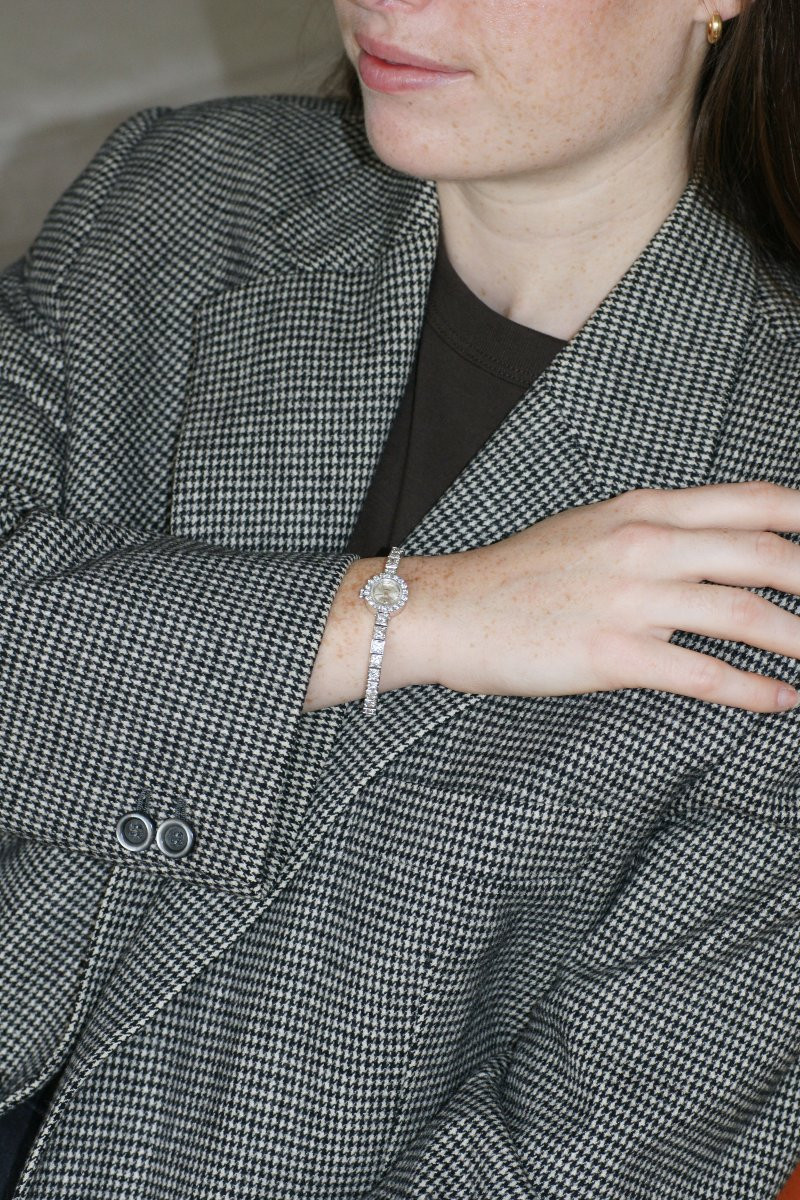 Montre Bracelet de Dame Astral Diamants 5,70 Cts sur Or Blanc Années 60-photo-1