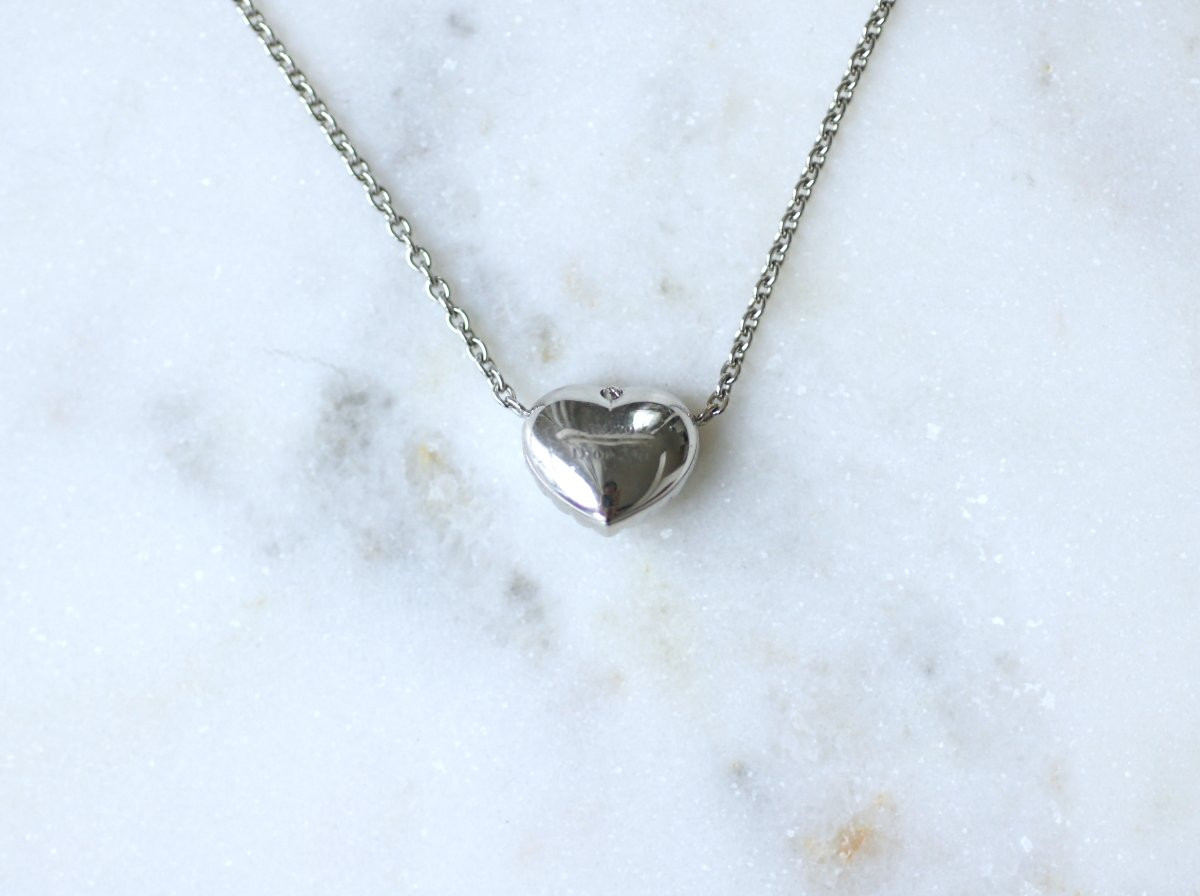 Dior Happy Birth Heart Necklace In Opal And Diamonds On White Gold-photo-4