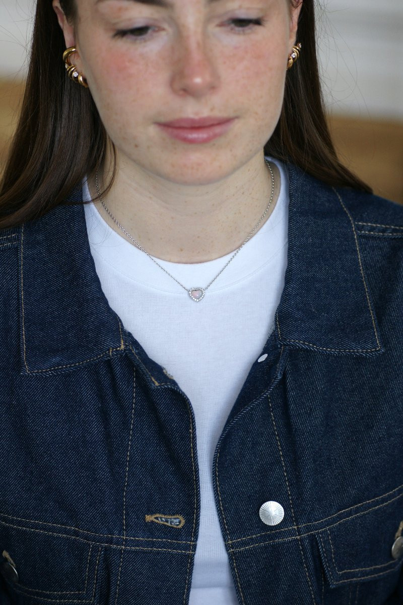 Dior Happy Birth Heart Necklace In Opal And Diamonds On White Gold-photo-2