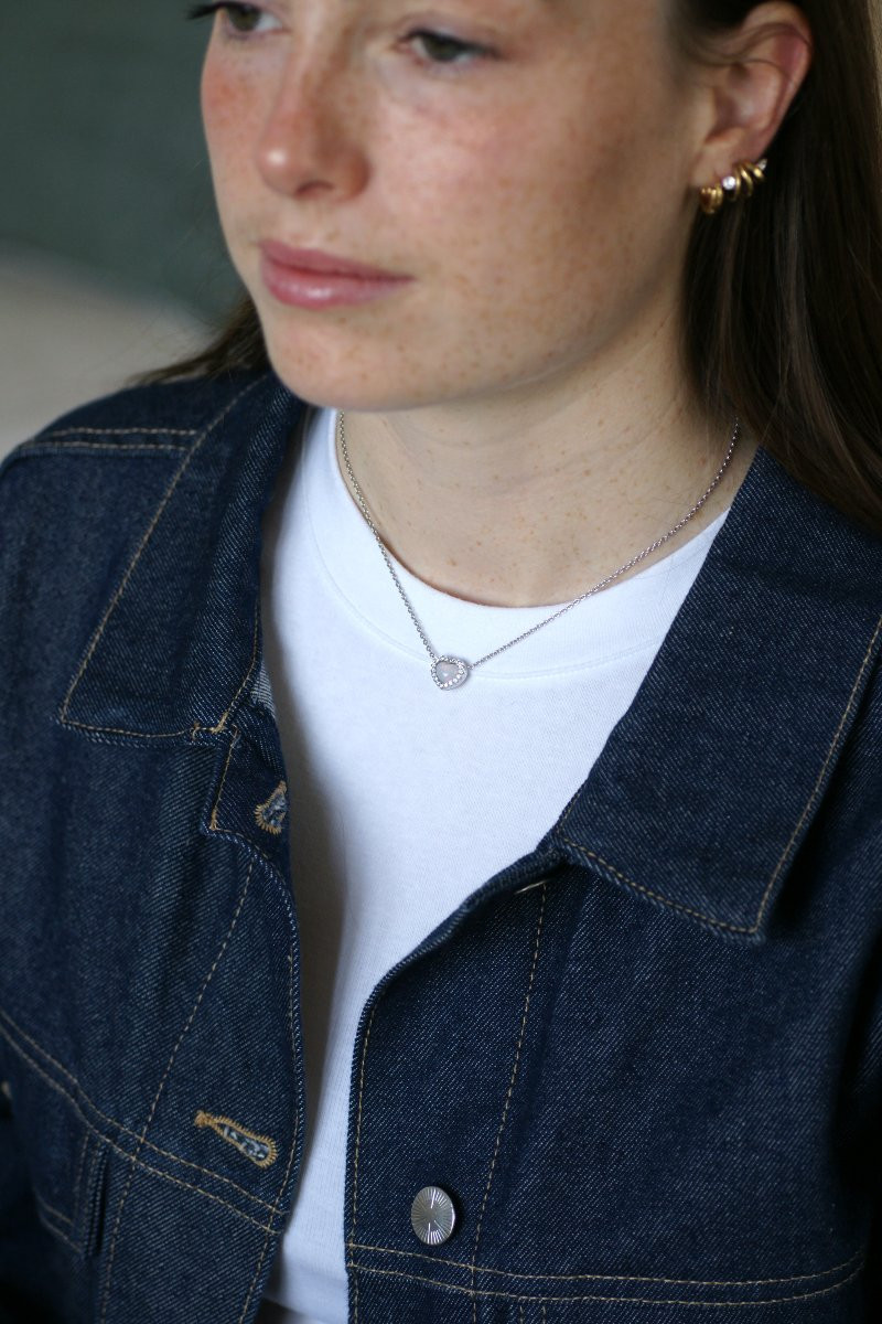Dior Happy Birth Heart Necklace In Opal And Diamonds On White Gold-photo-4
