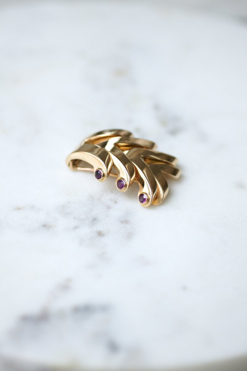 Boucheron Ruby Clip Brooch On Rose Gold, 1940s-photo-3