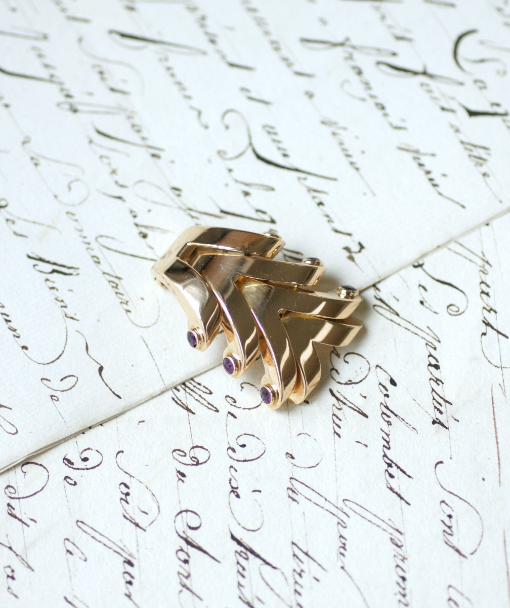 Boucheron Ruby Clip Brooch On Rose Gold, 1940s