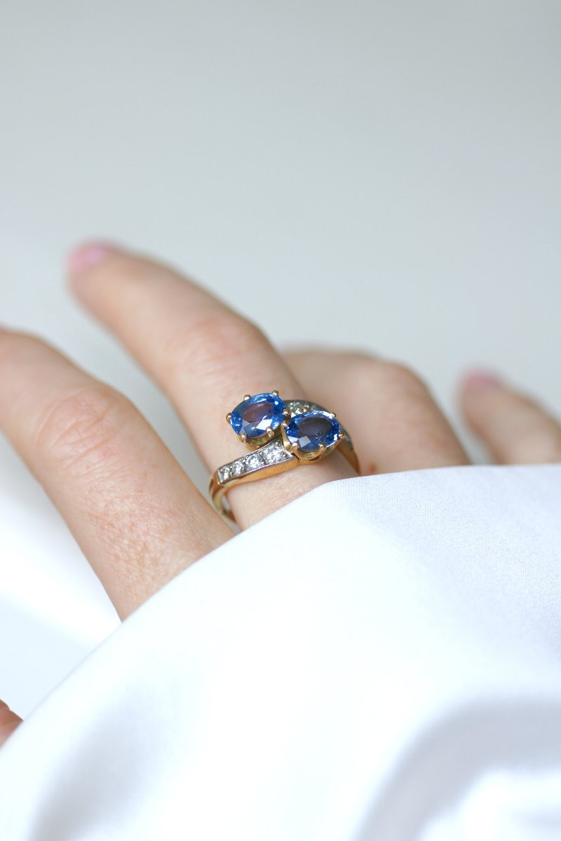You & Me Ring With Ceylon Sapphires And Diamonds-photo-2