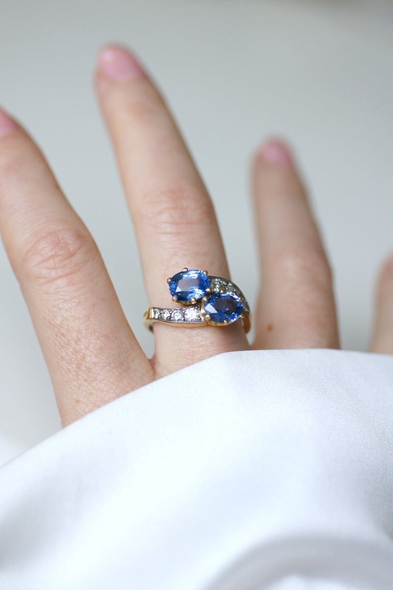 You & Me Ring With Ceylon Sapphires And Diamonds-photo-3