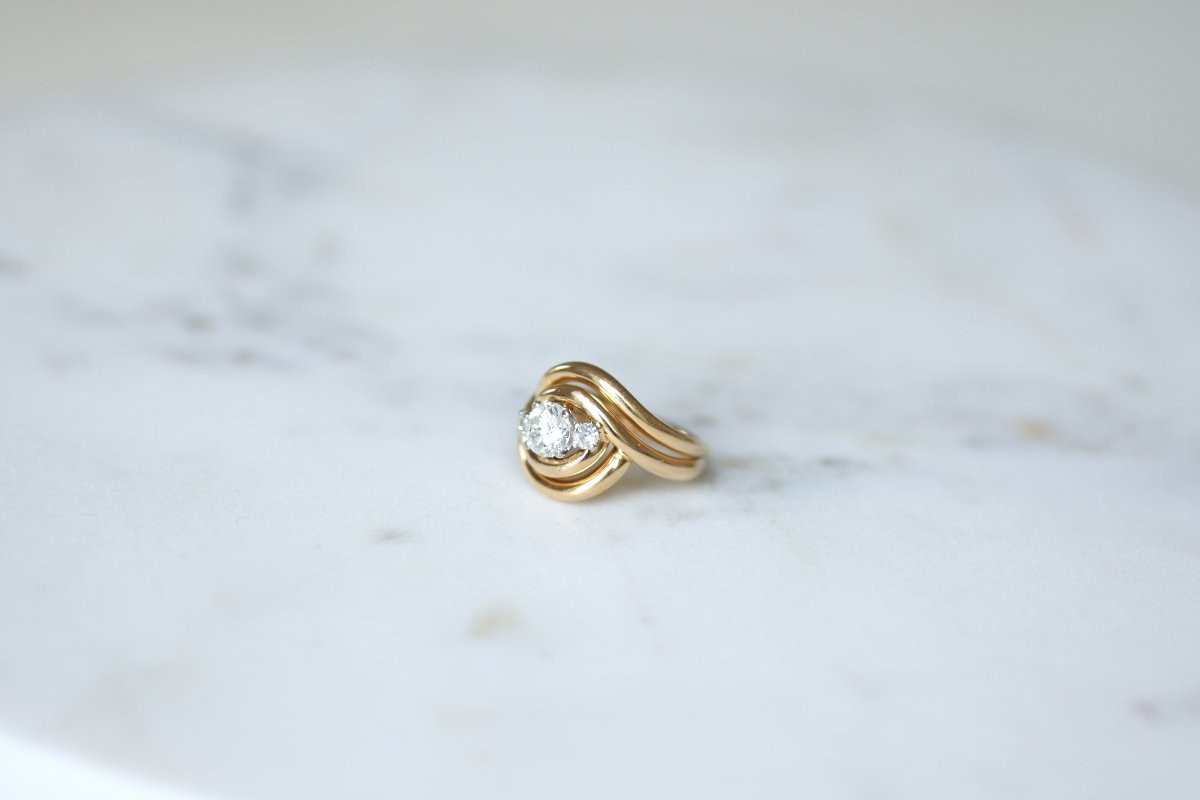 1950s Diamond Spiral Ring In Rose Gold And Platinum-photo-3