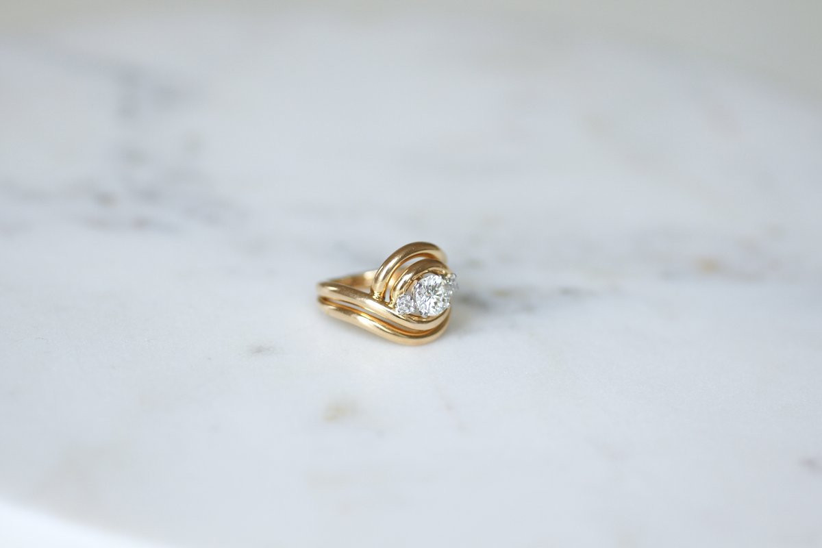 1950s Diamond Spiral Ring In Rose Gold And Platinum-photo-4