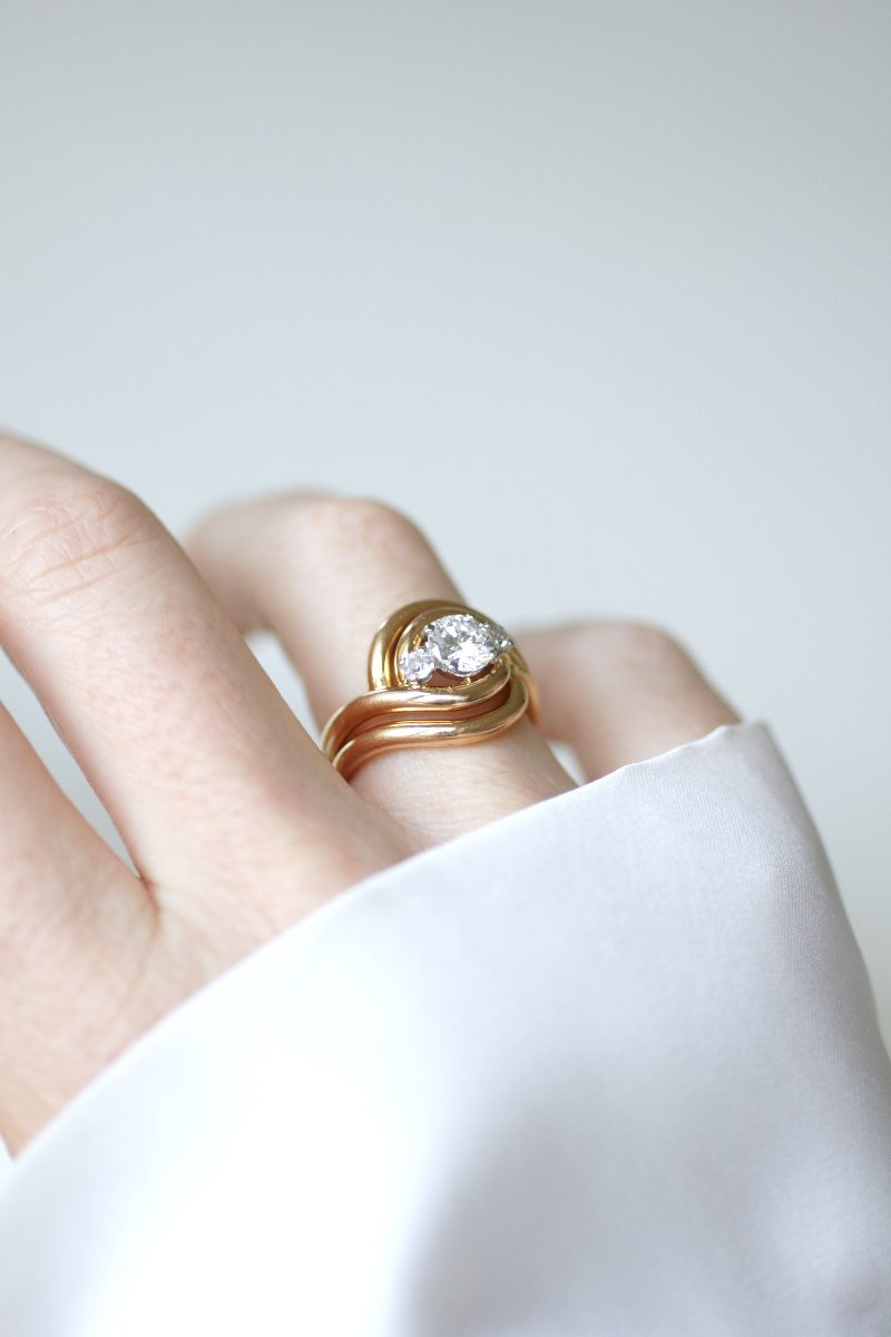 1950s Diamond Spiral Ring In Rose Gold And Platinum-photo-3