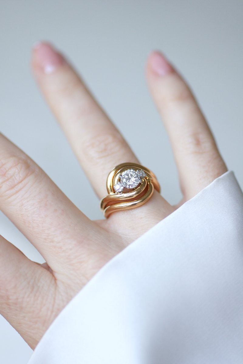 1950s Diamond Spiral Ring In Rose Gold And Platinum-photo-4