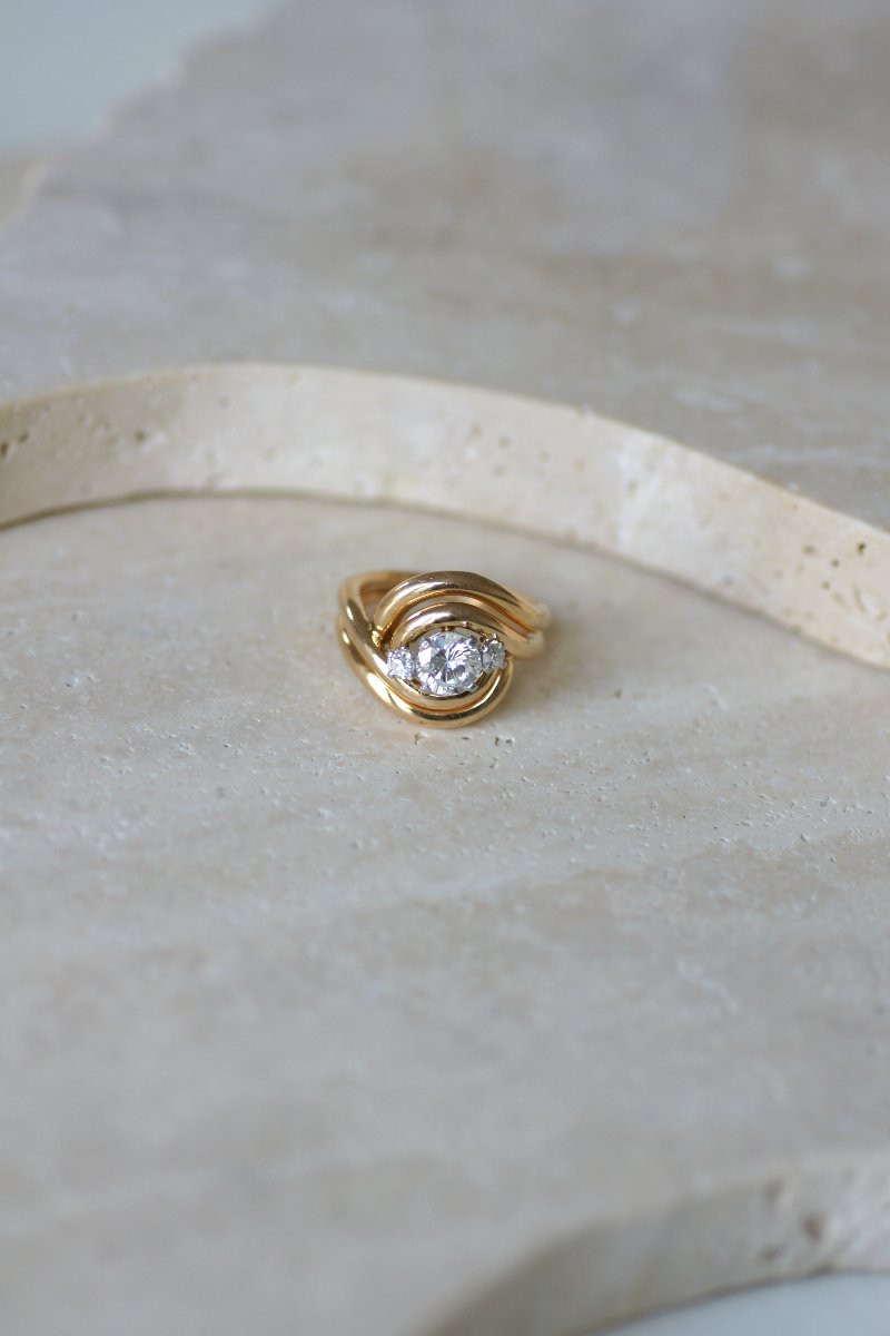1950s Diamond Spiral Ring In Rose Gold And Platinum-photo-6