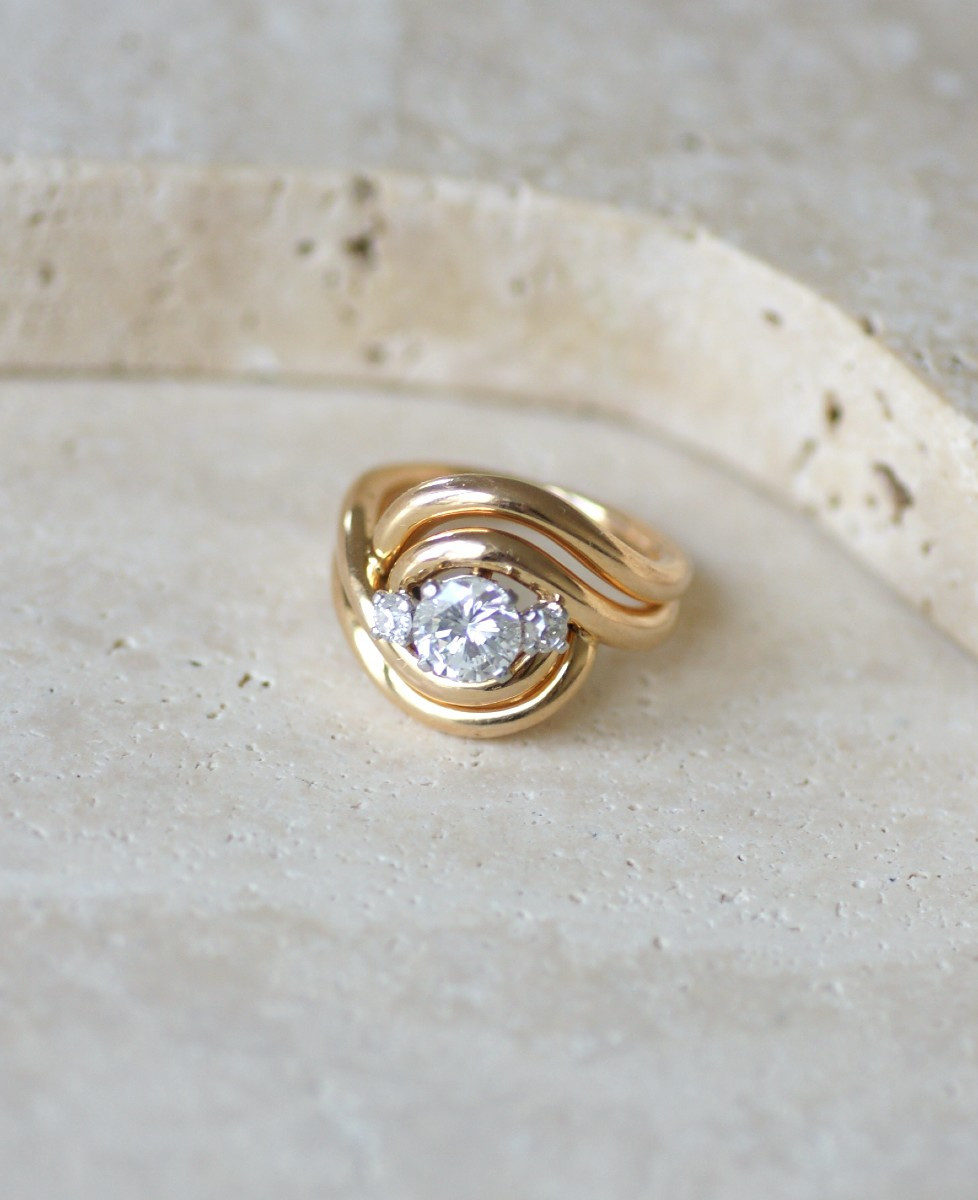 1950s Diamond Spiral Ring In Rose Gold And Platinum