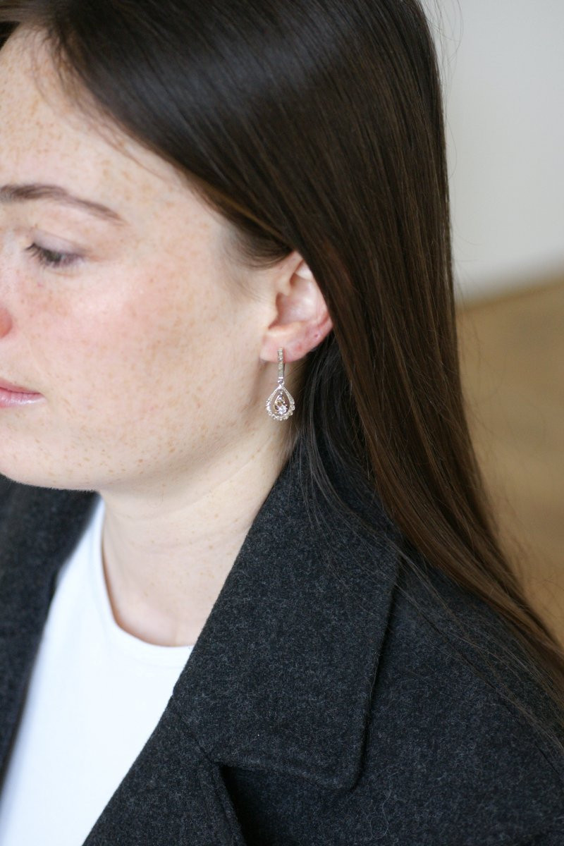 Art Deco Drop Earrings With Diamonds On Yellow And White Gold-photo-3