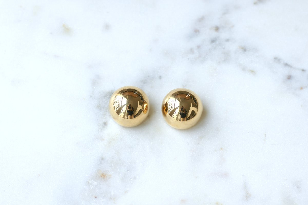 Cartier By Georges Lenfant Yellow Gold Ball Earrings-photo-2